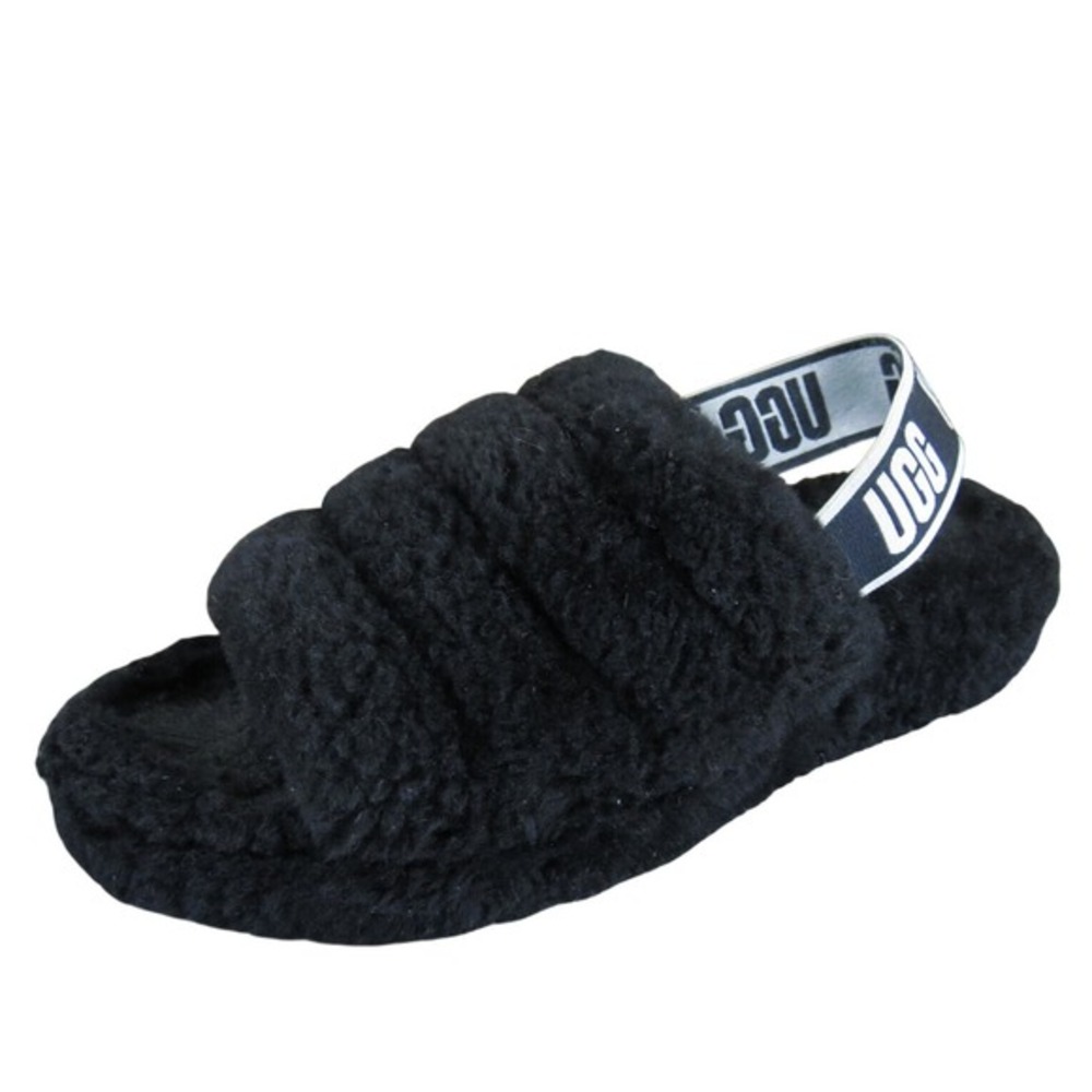 UGG‎ Women's Fluff Yeah Shearling Style Black Fur Sz 9 Medium  Used 2025